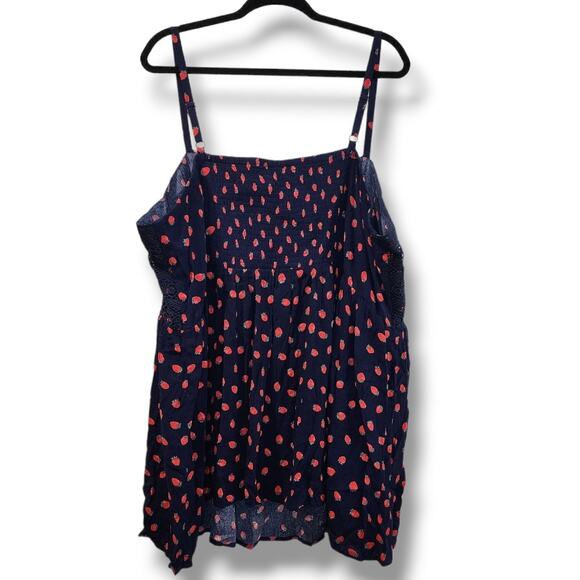 Torrid Strawberry Print Navy Lace Camisole Top Women’s Size 5X - Picture 3 of 7